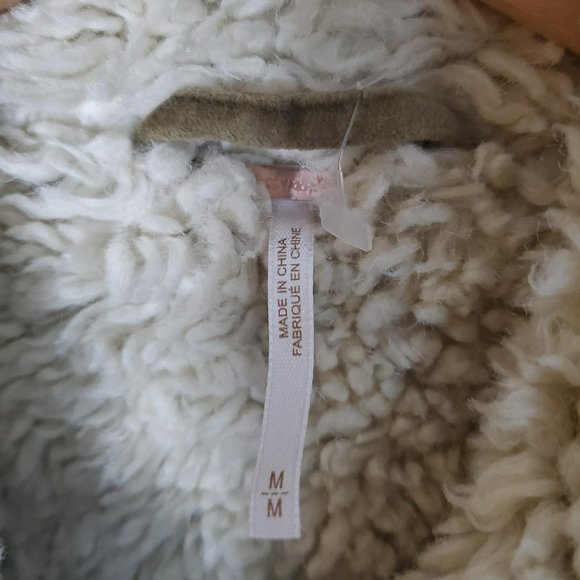 Free People Olive Green Reversable Sherpa Trucker Jacket Sz M - Picture 9 of 13